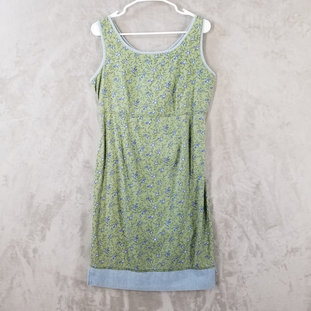 Cherokee Midi Dress Womens M Green Ditsy Floral Cotton Vintage Cottagecore Boho